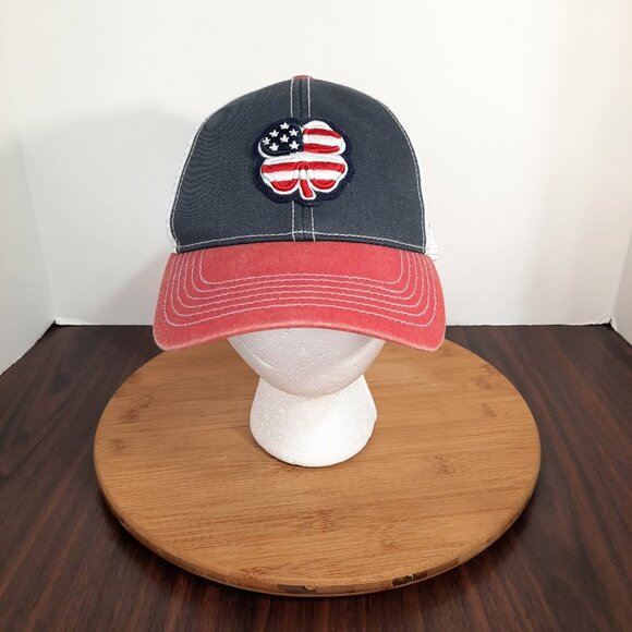 Black Clover Hat Red White Blue USA American Flag Logo SnapBack Golf Mesh Back - Picture 1 of 11